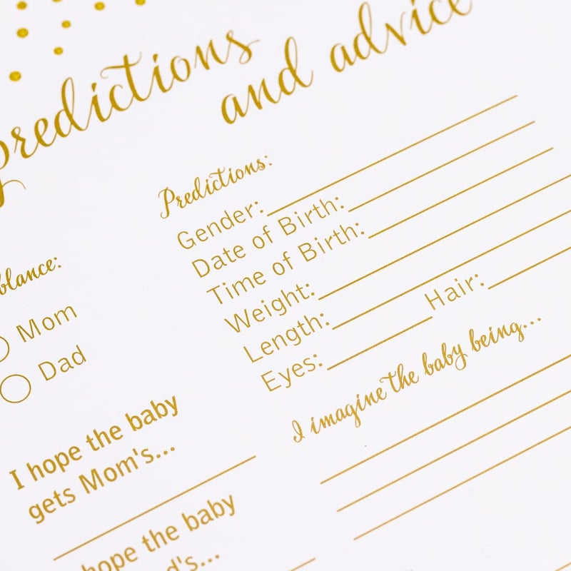 All-Ewired-Up 50 Baby Predictions and Advice - Gold Confetti - Baby Shower Game, New Mom & Dad Card or Mommy & Daddy To Be, Girl or Boy Babies New Parent Message Advice Book, Fun Gender Neutral Party (50-cards) - Image 4
